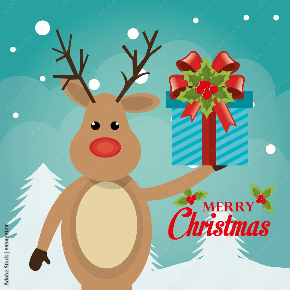 Naklejka premium Merry christmas colorful card design