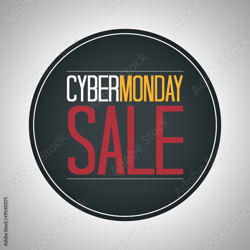 Cyber Monday Sale Poster Vector Illustration. Text on a Dark Badge with Shadows and Grey Background.