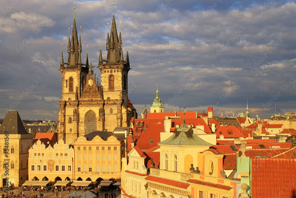 Ornate facade of Golz-Kinsky Palace(National Gallery),Prague