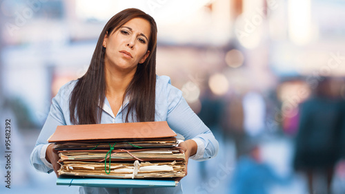 business woman with files photo
