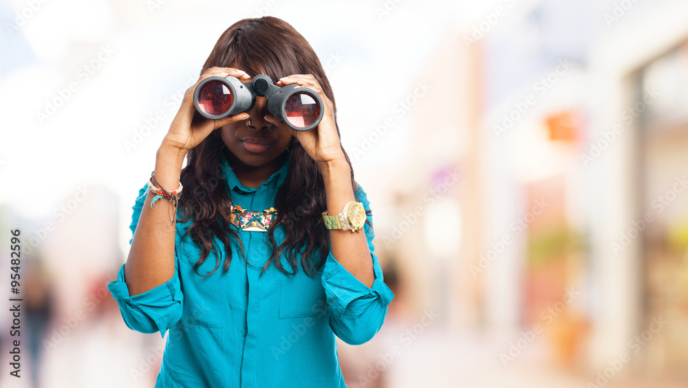 black woman with binoculars black woman with binoculars