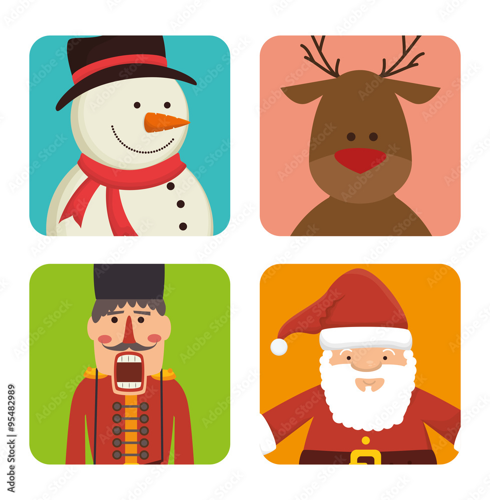 Fototapeta premium Merry christmas colorful card