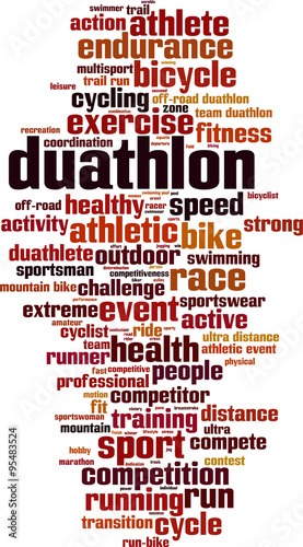 Duathlon word cloud concept. Vector illustration
