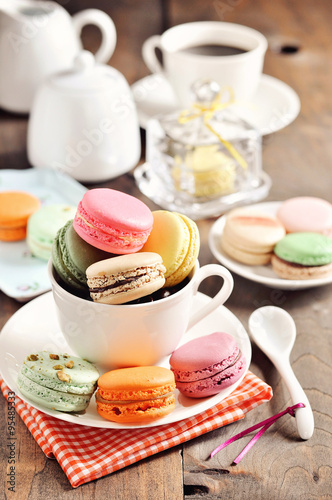 French macaroons, dessert, toned image, selective focus