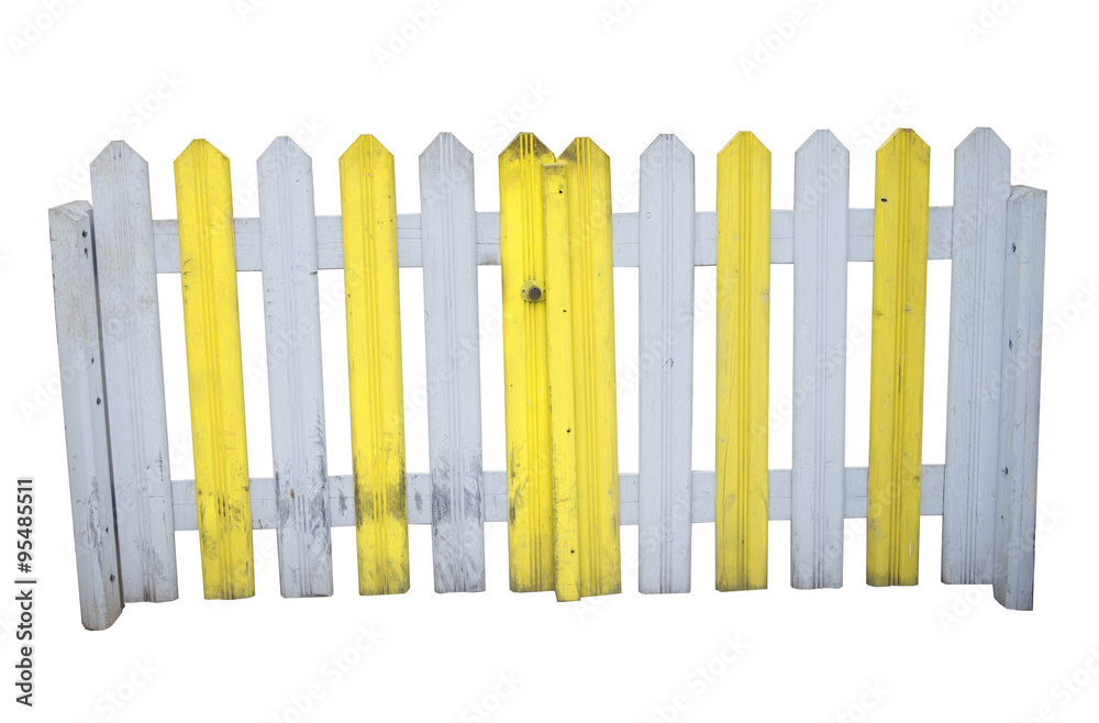 Wooden fence isolated on white background
