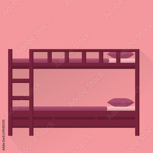 Side View flat illustration of bunk bed