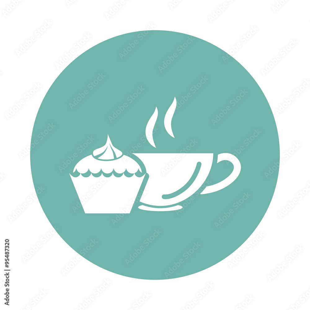 Cup of tea with dessert icon Cup of tea with dessert icon