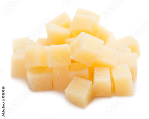 a bunch of cheese on a white background