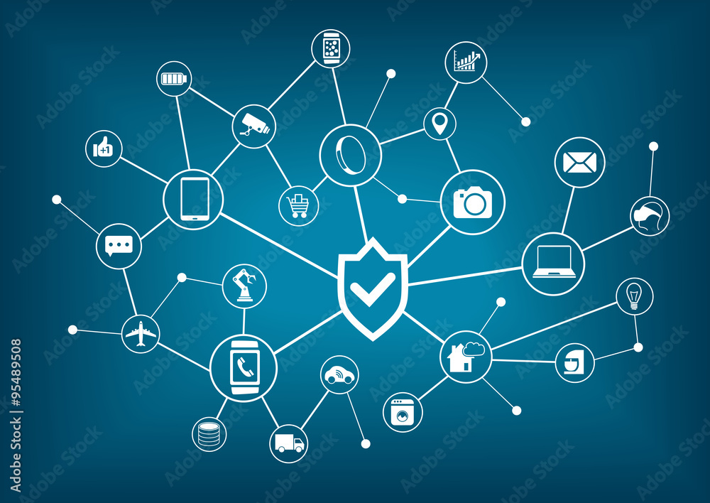 Internet of things security concept. Background of connected internet devices Internet of things security concept. Background of connected internet devices
