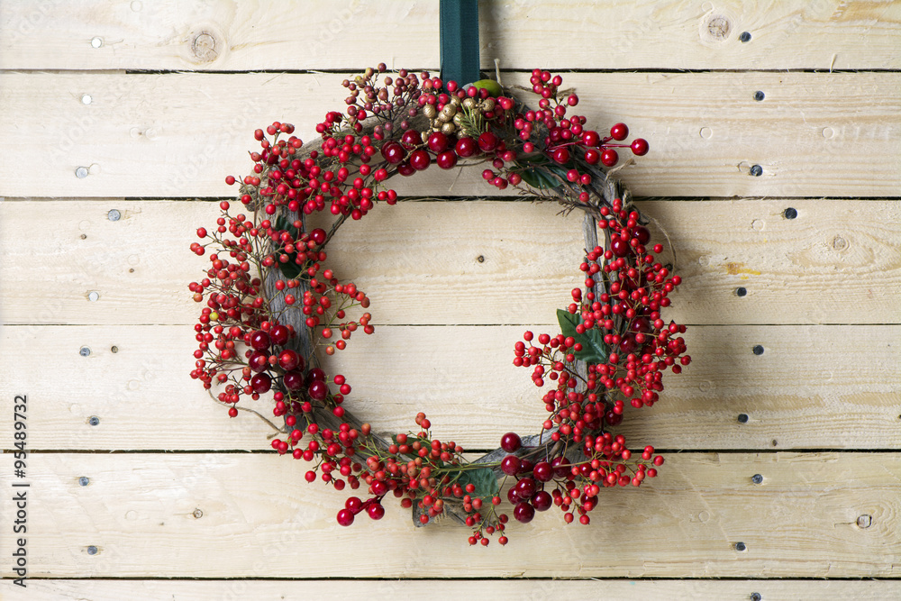 Christmas wreath of evergreen and nandian network berries Christmas wreath of evergreen and nandian network berries