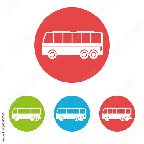 Transport vehicles on round icon