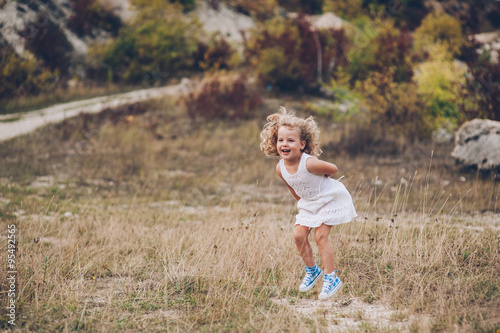 emotional child girl outdoors