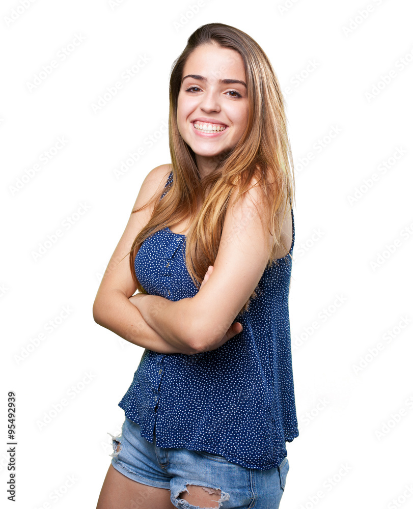 young woman smiling over white background young woman smiling over white background