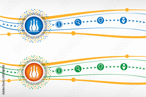 Bowling skittles icon on background for banner