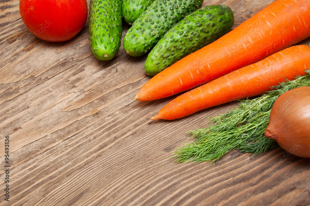 Colorful vegetables on the wood table Colorful vegetables on the wood table