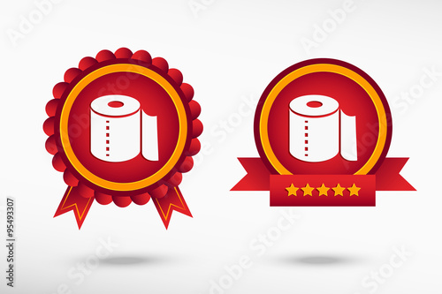 Toilet paper icon stylish quality guarantee badges