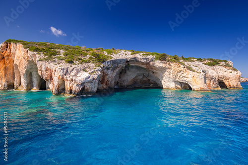 Blue caves at the cliff of Zakynthos island, Greece