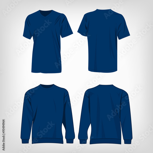 Sport blue t-shirt and sweater isolated set vector