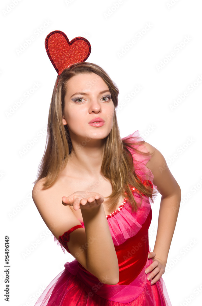 Girl in pretty pink dress isolated on white Girl in pretty pink dress isolated on white