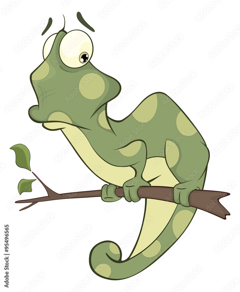 Fototapeta premium Big green Chameleon cartoon