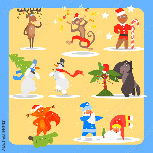Fototapeta Naklejka Na Ścianę i Meble -  Christmas and New Year Icon Set. Vector Illustration Collection