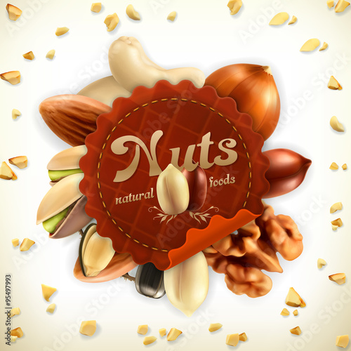Nuts, vector label