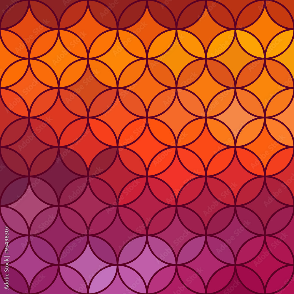 Fototapeta premium Stained glass vector circle background.