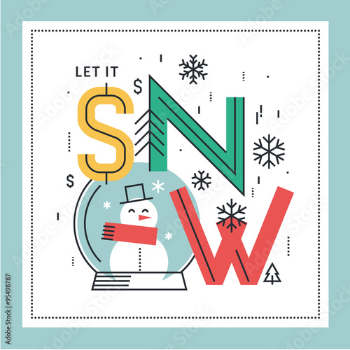 Flat line design seasons concept for greeting card, website banner and marketing material.