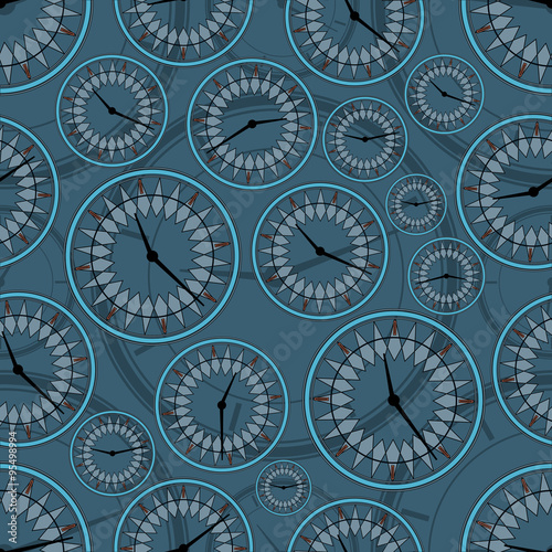 Seamless repeating pattern of abstract clock.Vector