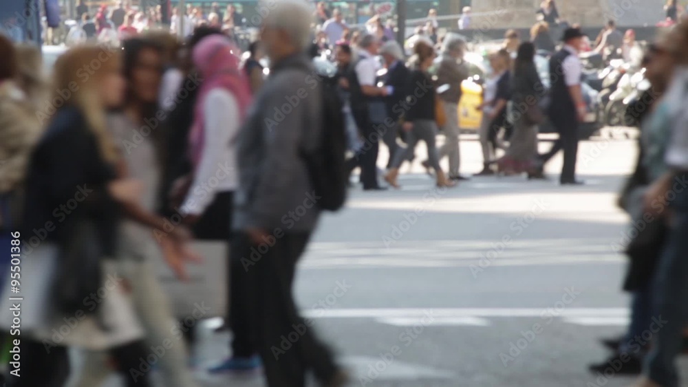 Unfocused pedestrians crossing a street in the city of Barcelona. Slow Motion.(07) Unfocused pedestrians crossing a street in the city of Barcelona. Slow Motion.(07)