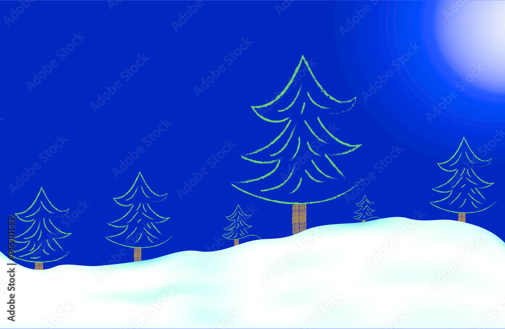 Christmas landscape with fir