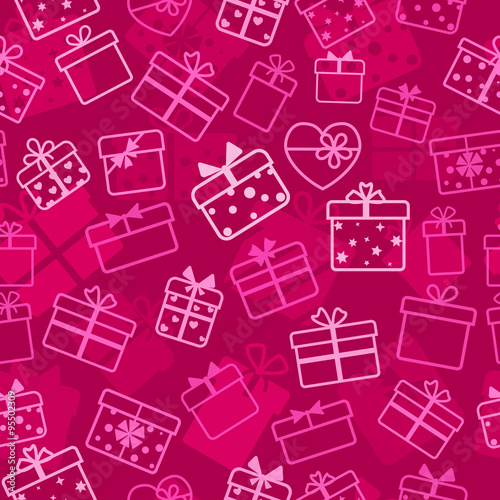 Seamless pattern of gift boxes