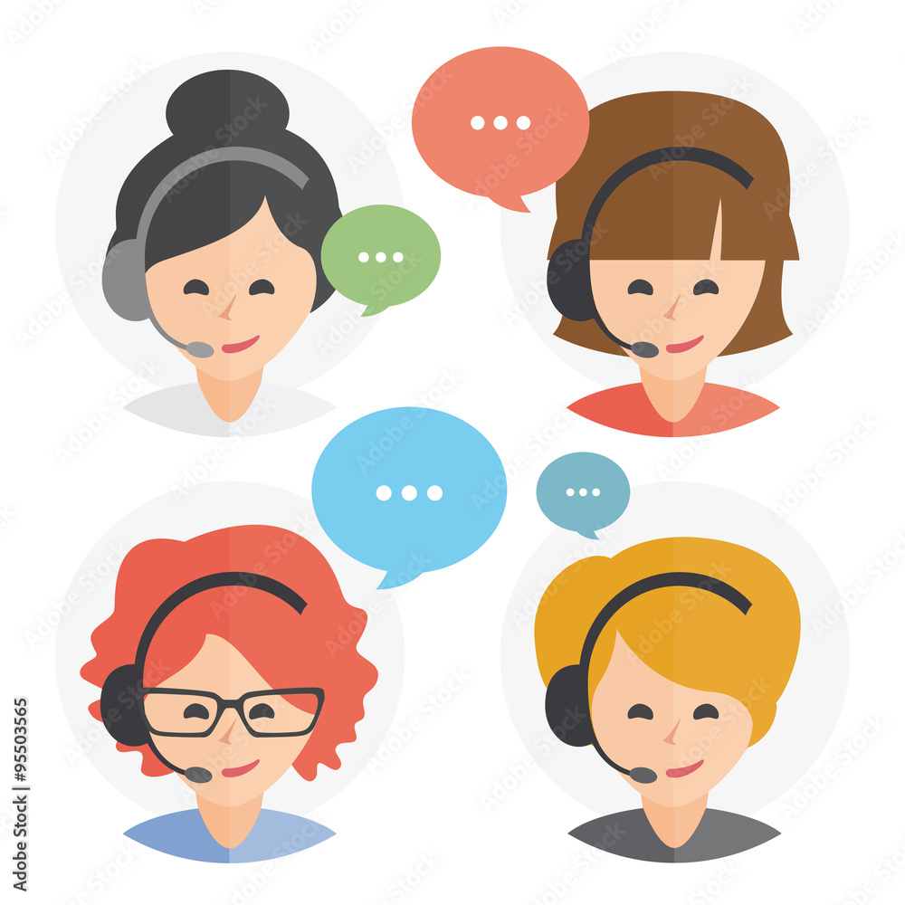 Call center operator with headset web icon design. Female call center avatar set. Client services and communication, customer support, phone assistance, information, solutions. Vector
Call center operator with headset web icon design. Female call center avatar set. Client services and communication, customer support, phone assistance, information, solutions. Vector