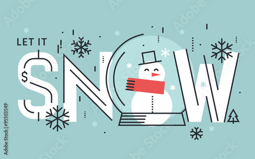 Seasons flat line design concept for greeting card, website banner and marketing material.