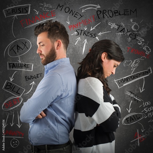Quadro em tela Couple financial problem