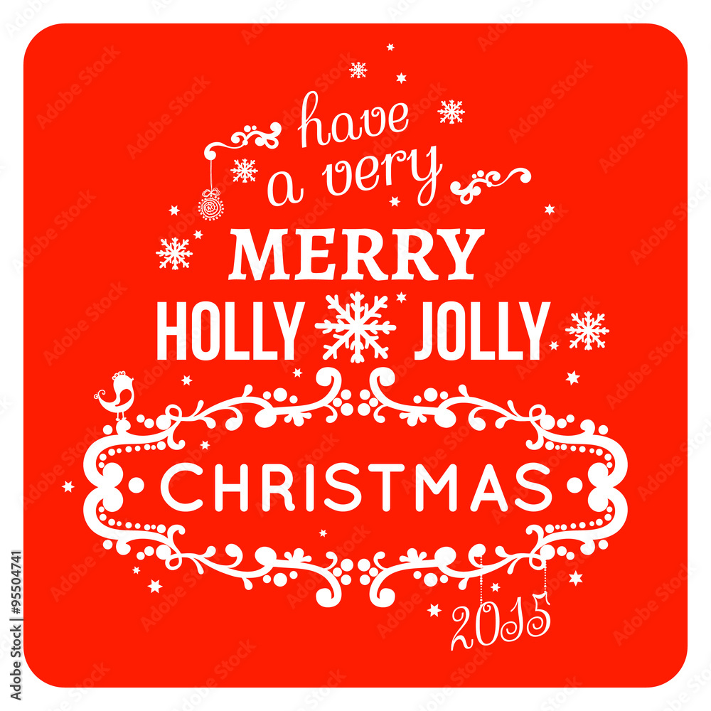 Merry christmas card wishes, typography vector