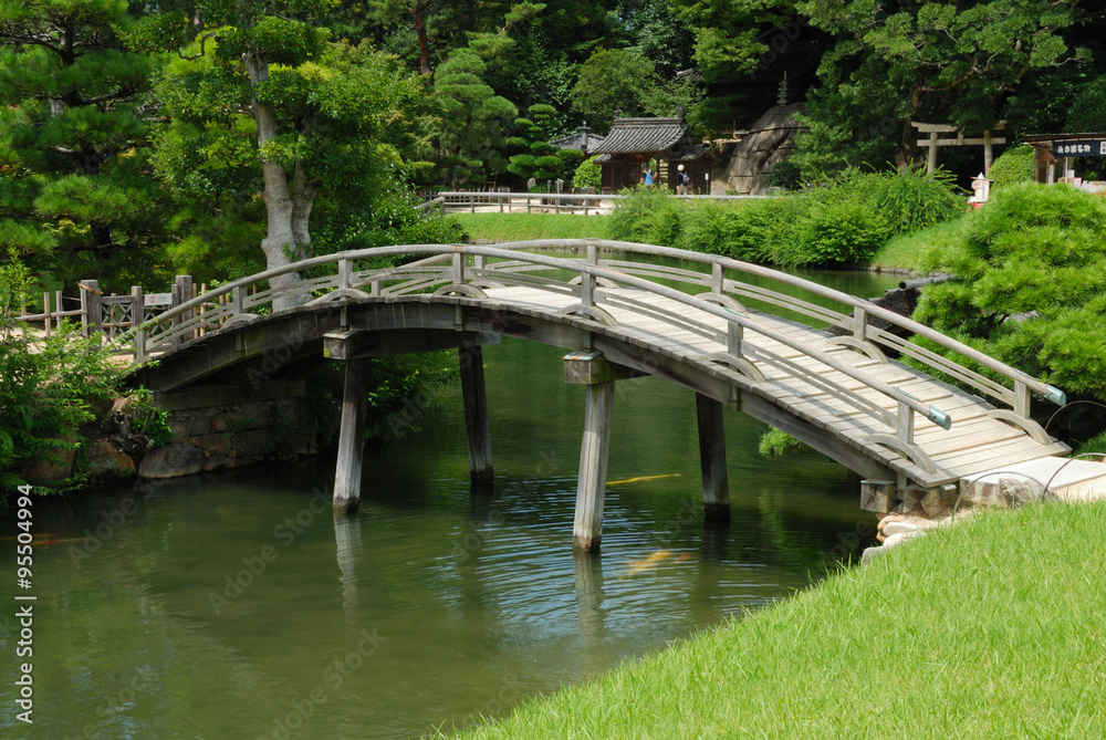 Bridge in Korakuen garden in Okayama, Japan Bridge in Korakuen garden in Okayama, Japan