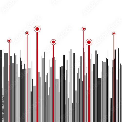Abstract vertical infographics gray, black and red stripes background