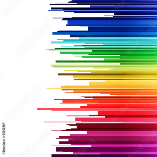 Abstract infographics horizontal rainbow gradient stripes cuts on white background