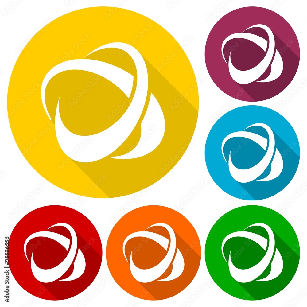 Abstract vector symbol, business design element black icons set with long shadow