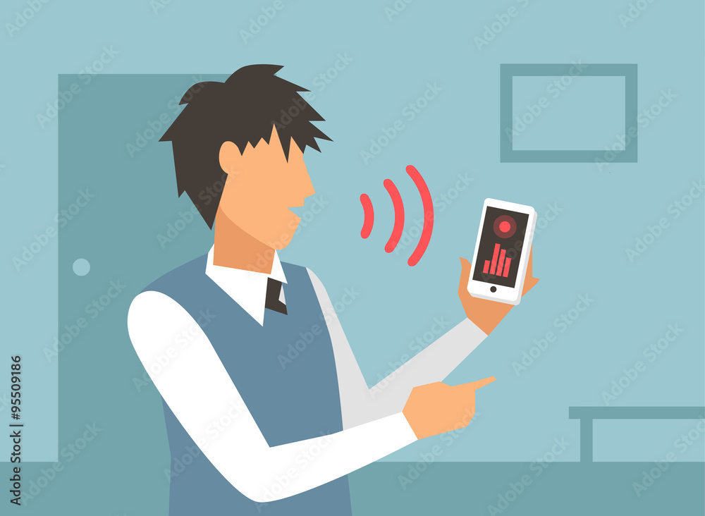 Voice control vector illustration. Smart computer Voice control vector illustration. Smart computer