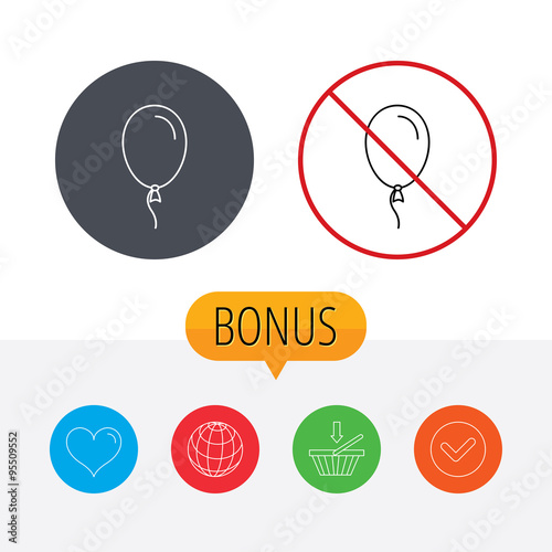 Balloon icon. Party decoration sign.