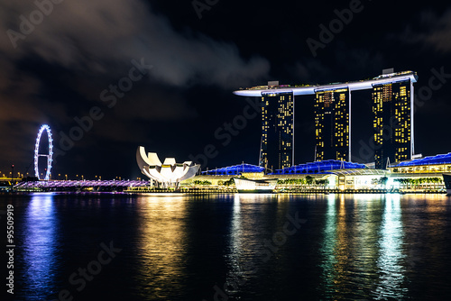 A view of the Marina Bay, Singapore, in the night time