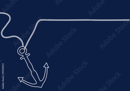 Valokuvatapetti Anchor line vector. Nautical design with copy space.