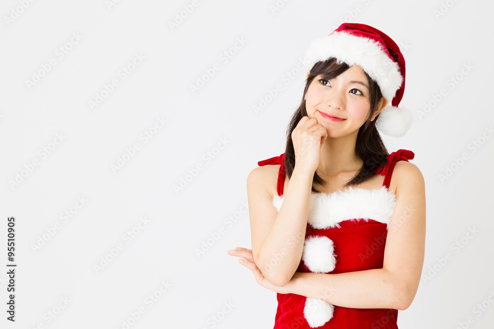portrait of asian woman wearing santa costume portrait of asian woman wearing santa costume