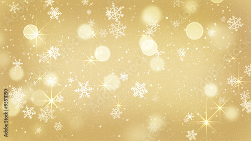 golden snowflakes and stars abstract background
