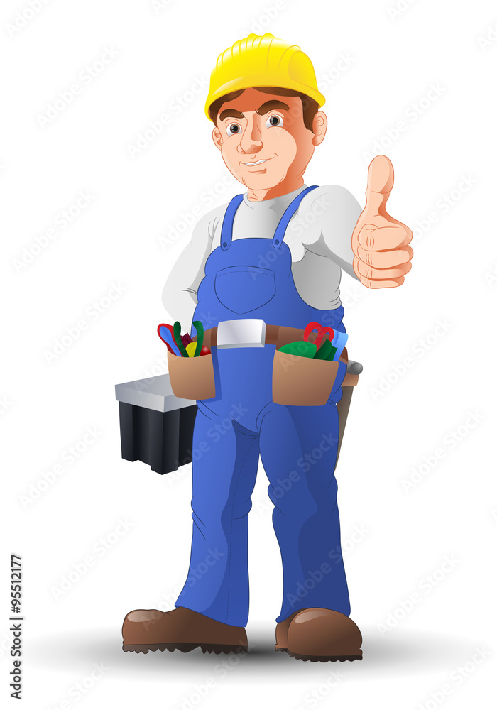 handy man construction worker thumb-up