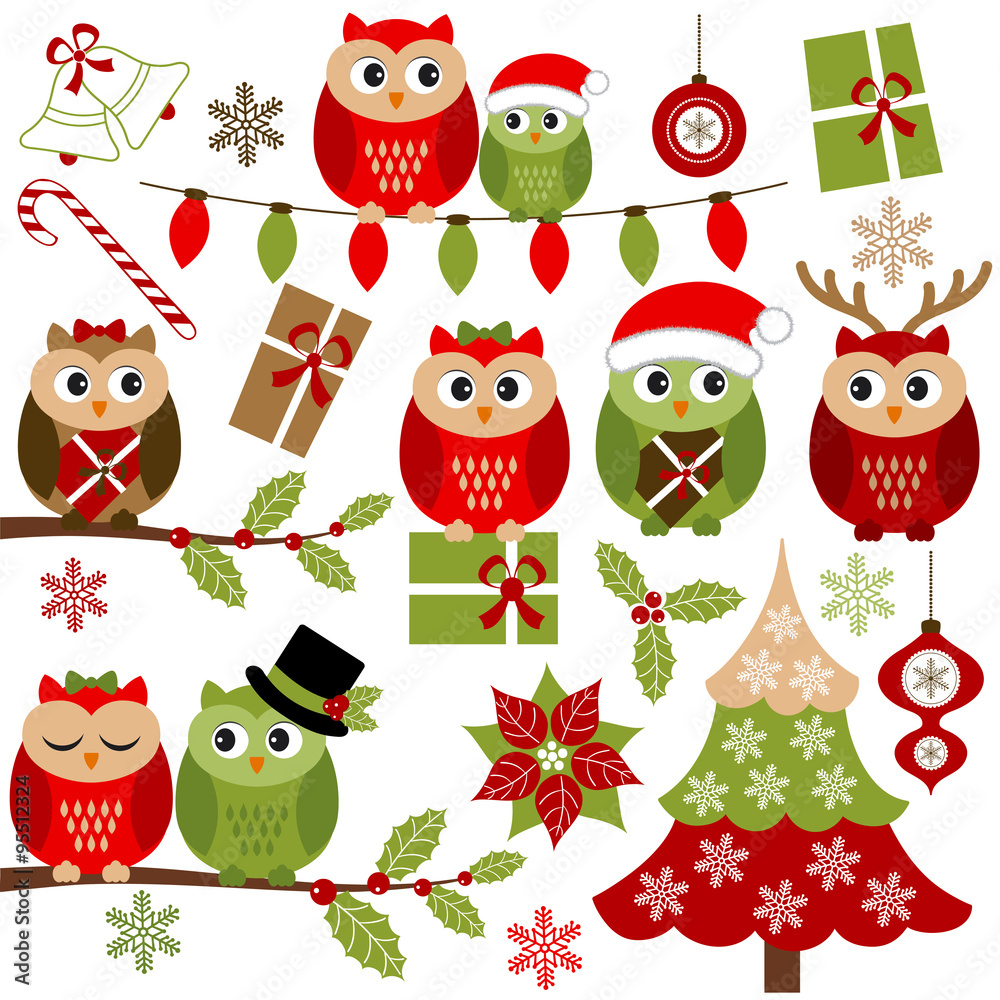 Obraz premium Christmas Owls