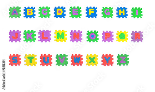 stock photo colourful building blocks with alphabets on white
