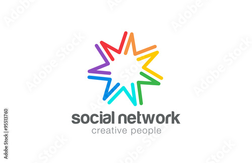 Social network Logo design vector template. Seven point star logotype